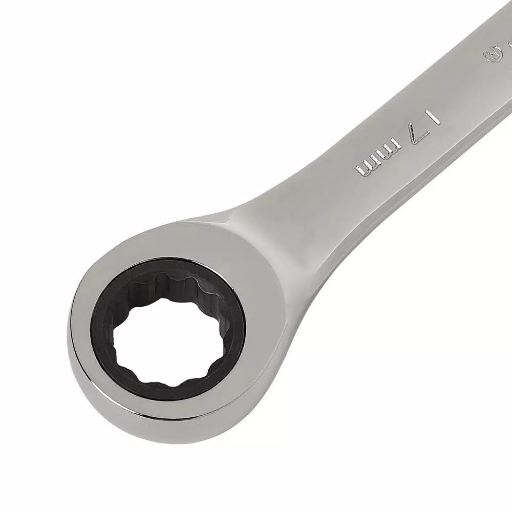 GearWrench 17 mm Combination Ratcheting Wrench, 12-Point Box End, Chrome Finish
