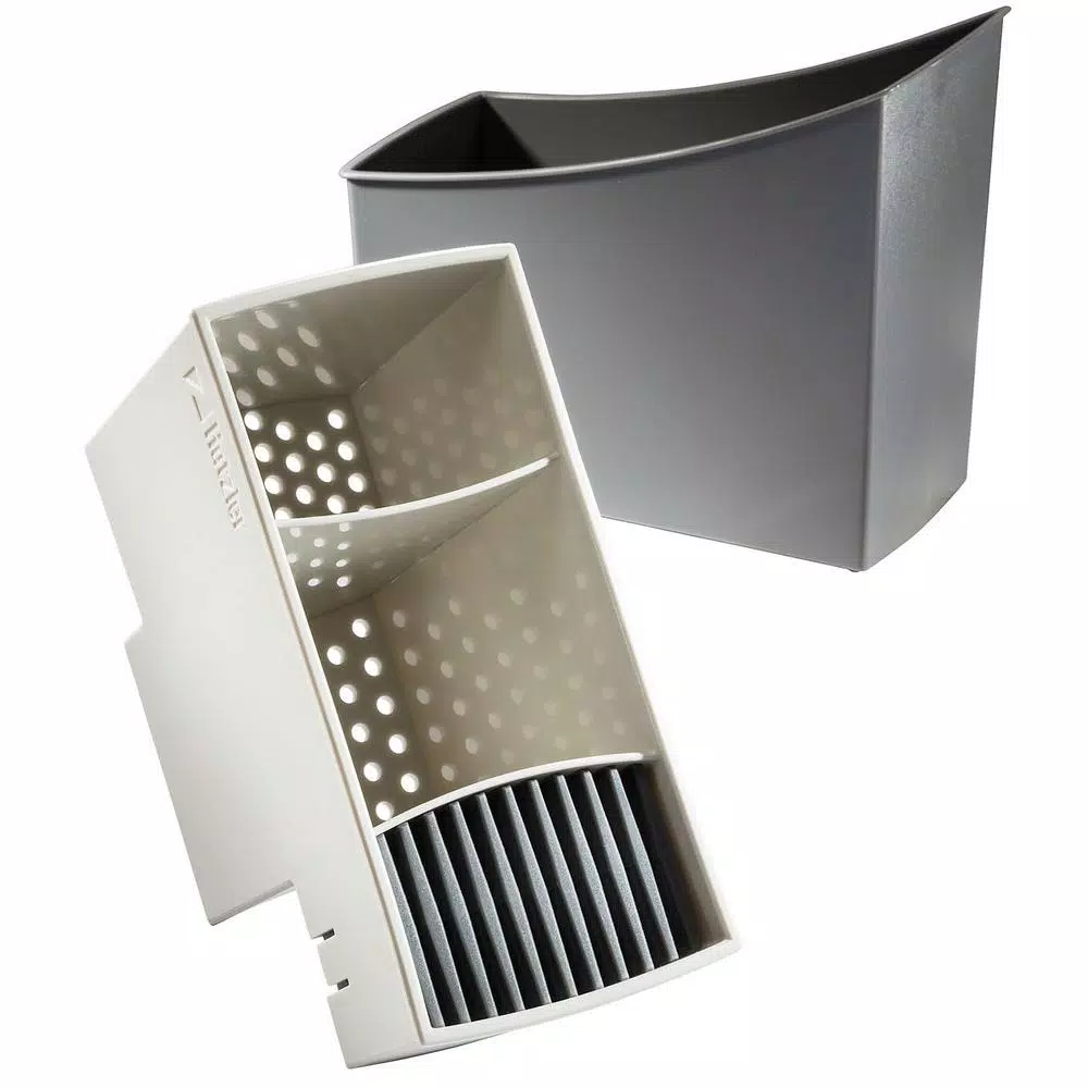 Hutzler Cutlery Drainer and Flatware Caddy with Knife Slots, Gray