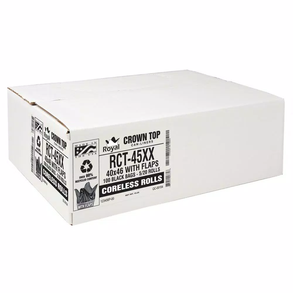 Unbranded 45 Gallon Black Low Density EZ Tie Closure Trash Bags, 1.3 Mil, 100-Count