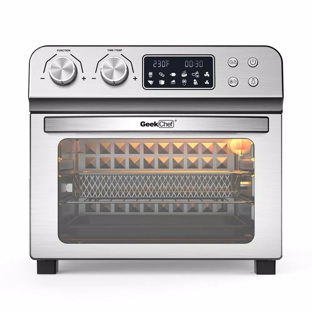 Boyel Living GeekChef 24 Qt. Silver Stainless Steel Digital Convection Air Fryer Toaster Oven with 10-in-1 Functions