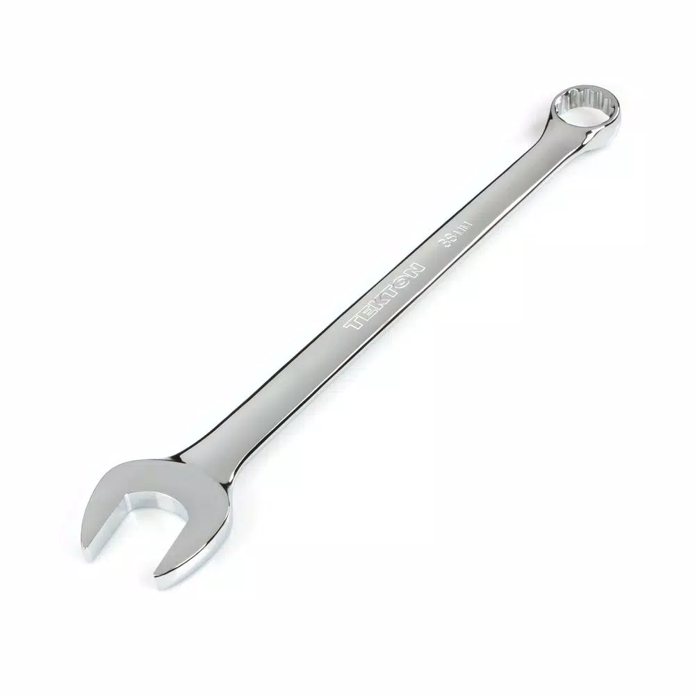 TEKTON 38 mm Combination Wrench, 12-Point Box End, Chrome Vanadium Steel