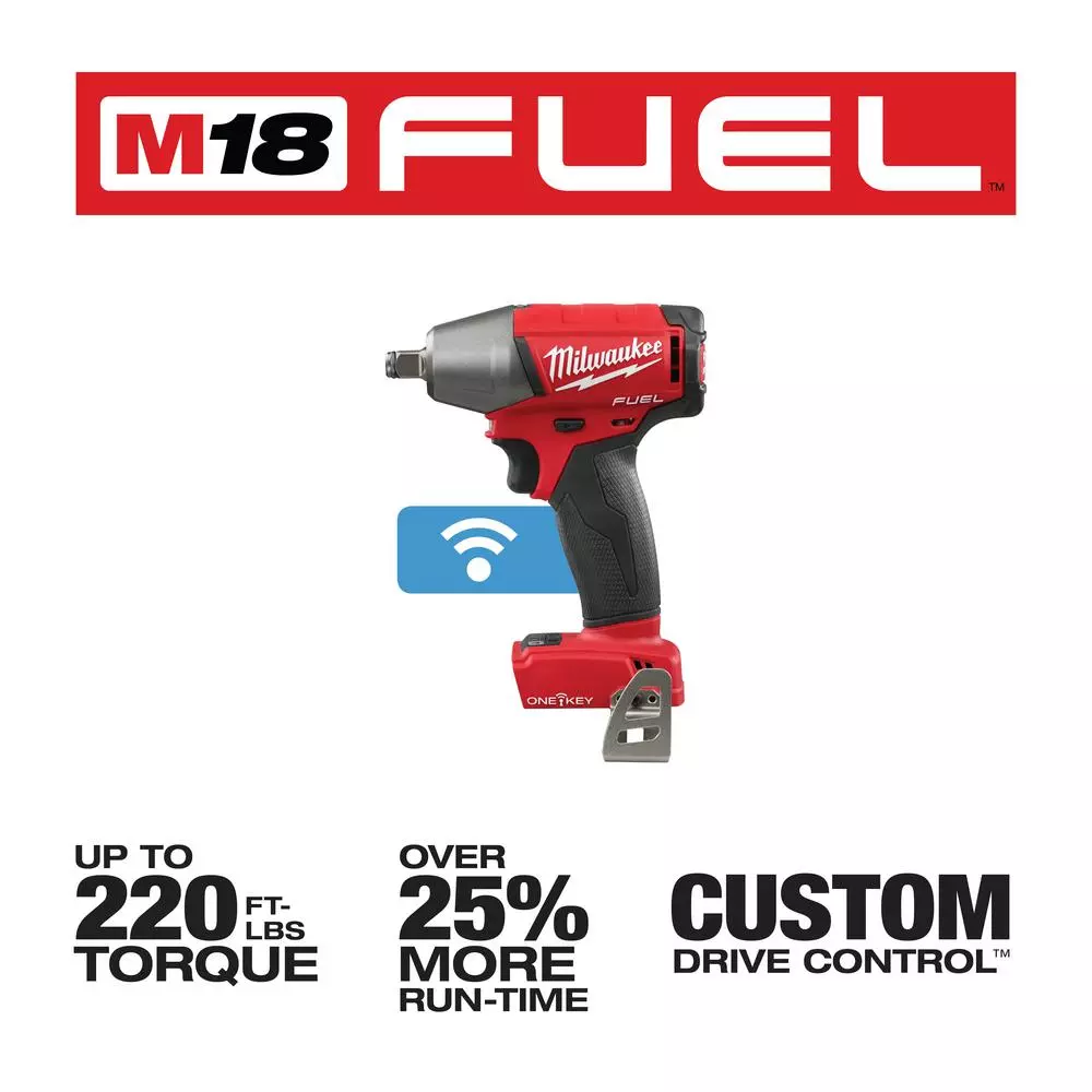 Milwaukee M18 FUEL 1/2 in. Compact Impact Wrench with Friction Ring, ONE-KEY, Brushless Cordless (Tool-Only)