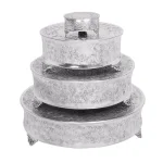 LITTON LANE Silver Aluminum Round Cake Stand Set of 4 with Floral Vine Design thumbnail 2