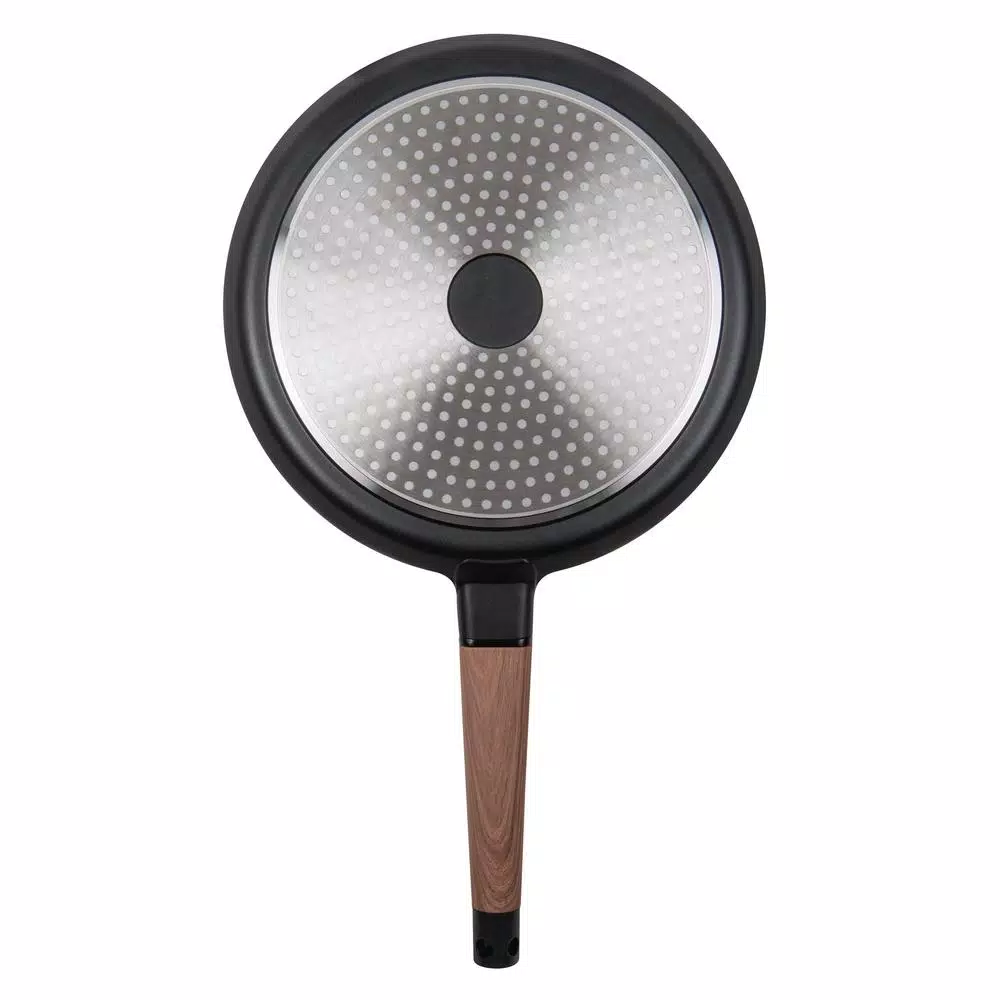 MasterPan 11 in. Non-Stick Cast Aluminum Crepe Pan with Detachable Handle, Induction Compatible, Black