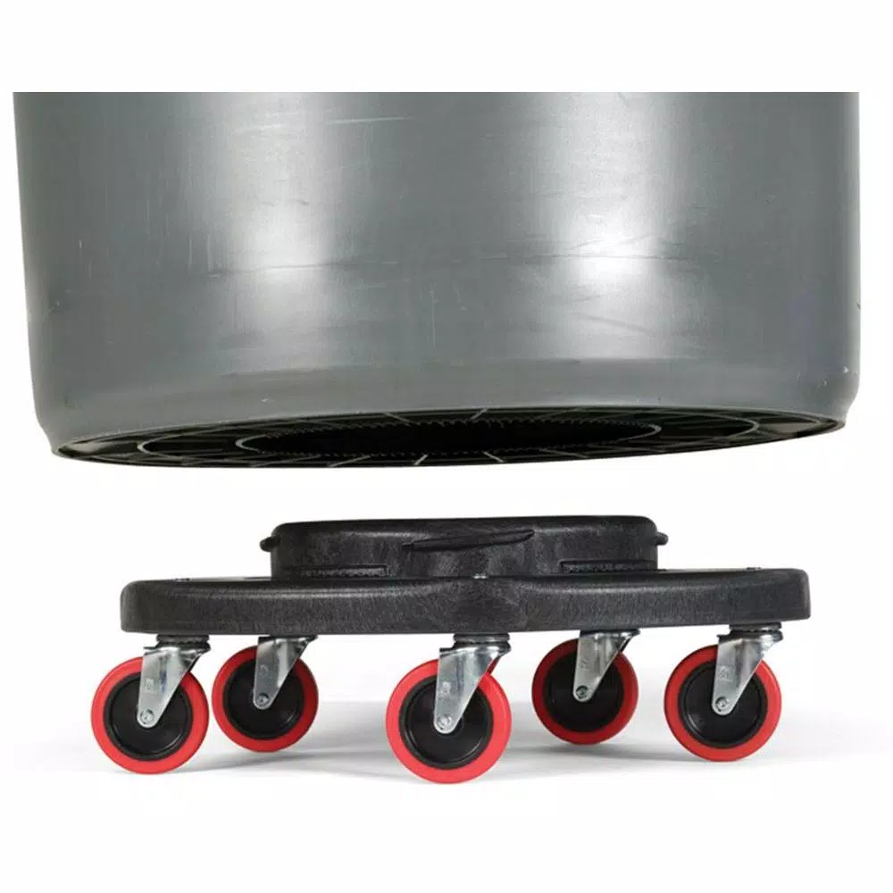 Rubbermaid Commercial Products Rubbermaid Brute Quiet Trash Can Dolly with Non-Marking Red Casters