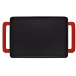 Chasseur 14-inch Rectangular Enameled Cast Iron Griddle - Red thumbnail 2