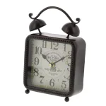 LITTON LANE 9 in. x 6 in. Square Iron Desk Clock 2-Pack - Vintage Distressed Analog Alarm Clocks thumbnail 2