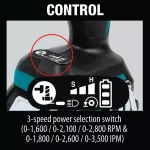 Makita 18V LXT Brushless 1/2 in. 3-Speed Impact Wrench Kit with Bonus LED Flashlight thumbnail 10