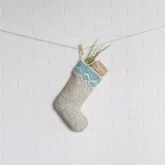 VHC Brands Sanbourne 15 in. Coastal Christmas Cotton Stocking - Creme White & Turquoise thumbnail 2