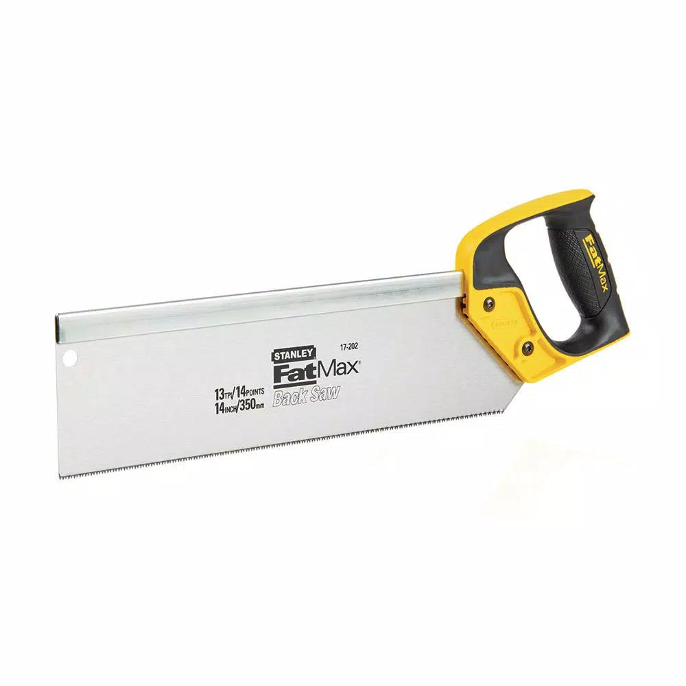 Stanley 14 in. Back Saw with Ergonomic Rubber Handle for Precise Dovetail and Miter Cuts