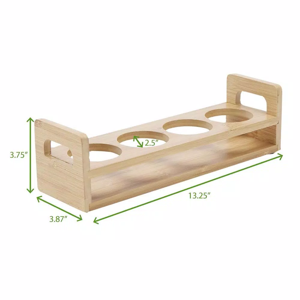 Mind Reader Bamboo 4-Slot Beer Serving Flight Tray, Rectangular Brown Shot Glass Holder