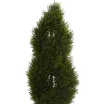 Nearly Natural 5.5 ft. Artificial Double Pond Cypress Spiral Topiary in White Tower Planter thumbnail 2