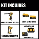 DEWALT 20V MAX XR Brushless Cordless Cable Stripper and Stapler Kit with (2) 5.0Ah & (1) 2.0Ah Batteries thumbnail 2