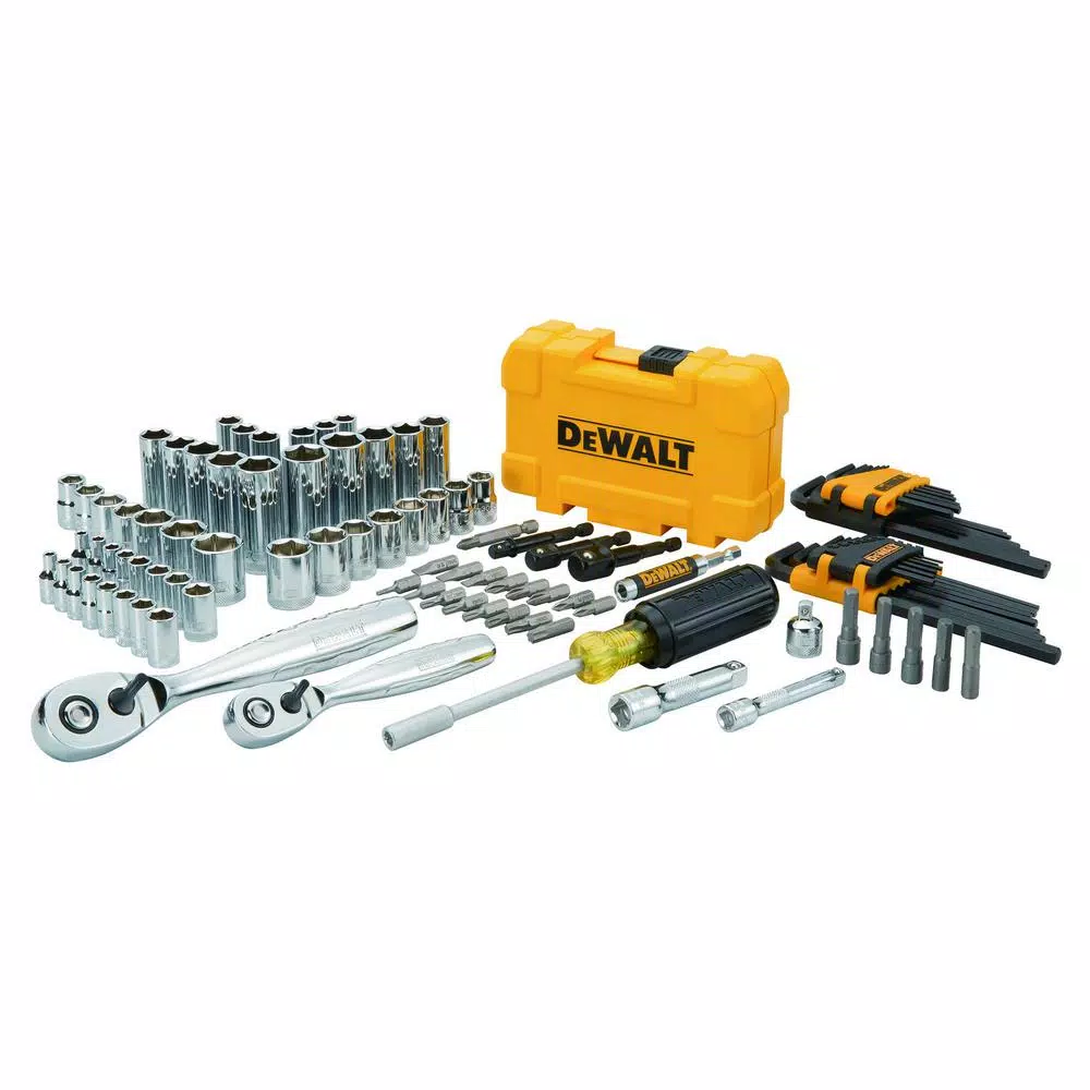 DEWALT 108-Piece Mechanics Tool Set with 1/4 in. and 3/8 in. Drive Ratchets and 9 ft. Tape Measure