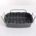 Kenmore Travers 2-Piece Non-Stick Steel Roasting Pan Set with Rack, 16.35 Qt, Gray thumbnail 3