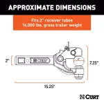 CURT Receiver-Mount Ball and Pintle Hook Combo, 2" Shank, 10,000 lbs. Ball, 16,000 lbs. Pintle thumbnail 2