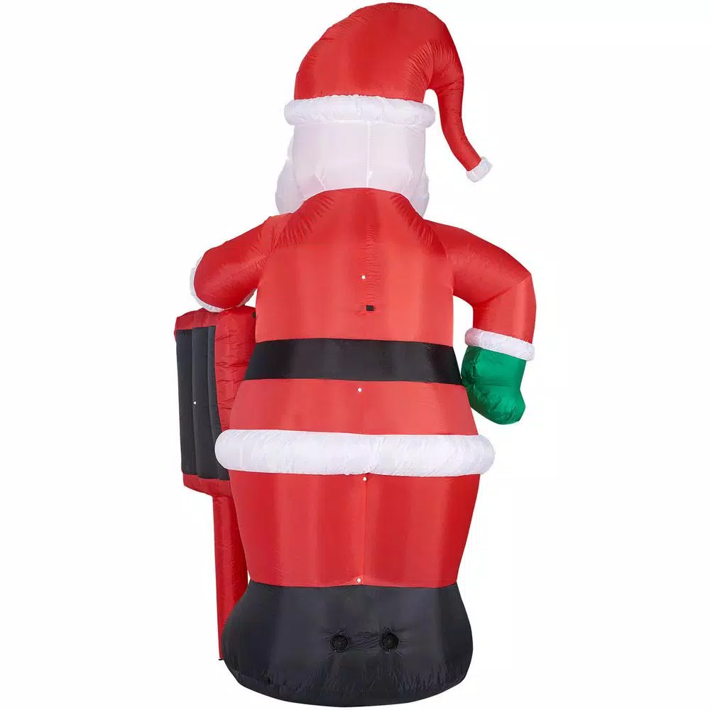 Fraser Hill Farm 10 ft. Santa Claus with Sign Christmas Inflatable with White Lights