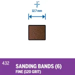 Dremel 1/2 in. Sanding Bands, 120 Grit Aluminum Oxide, 6-Pack thumbnail 3