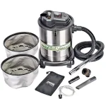 PowerSmith 10 Amp 4 Gal. Stainless Steel Wheeled Ash and Shop Vacuum with 10 ft. Hose and Deep Cleaning Kit thumbnail 1