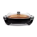 Boyel Living 8 Qt Copper Professional Non-Stick Electric Skillet, 16 in. x 12 in. Square Jumbo Frying Pan thumbnail 2