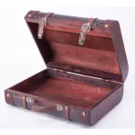 Vintiquewise Rustic Decorative Wooden Leather Suitcase Steamer Trunk - Brown thumbnail 4