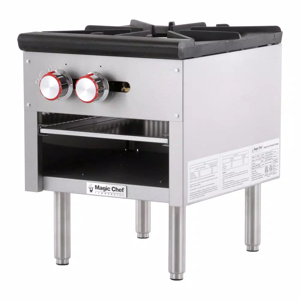 Magic Chef Commercial Single Burner Natural Gas Stock Pot Range, 80,000 BTU, Stainless Steel