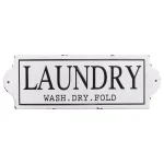 HomeRoots Wash Dry Fold Metal Laundry Room Wall Décor - Farmhouse Style Sign thumbnail 1