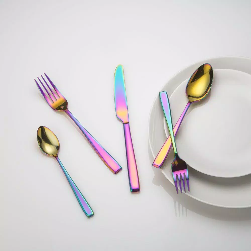 Cambridge Silversmiths Logan 20-Piece Rainbow Mirror Flatware Set, Service for 4