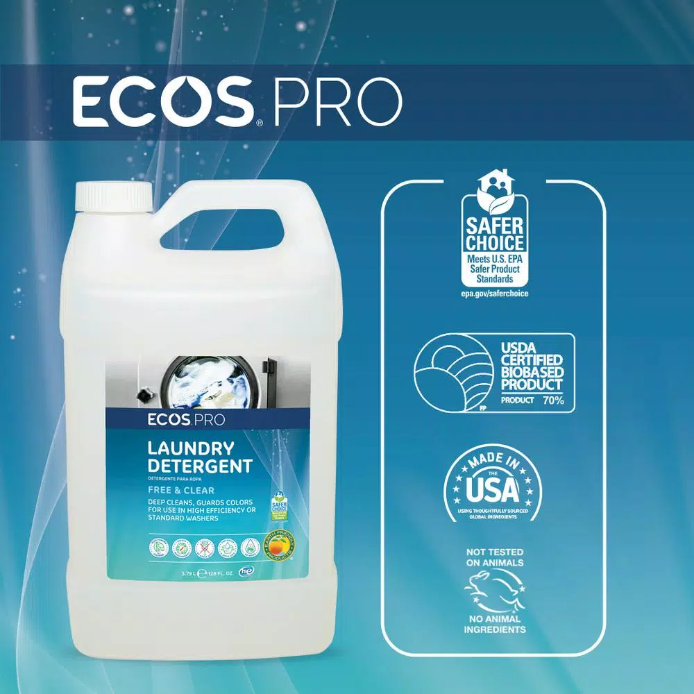 ECOS Pro Free and Clear Liquid Laundry Detergent, 128 oz.