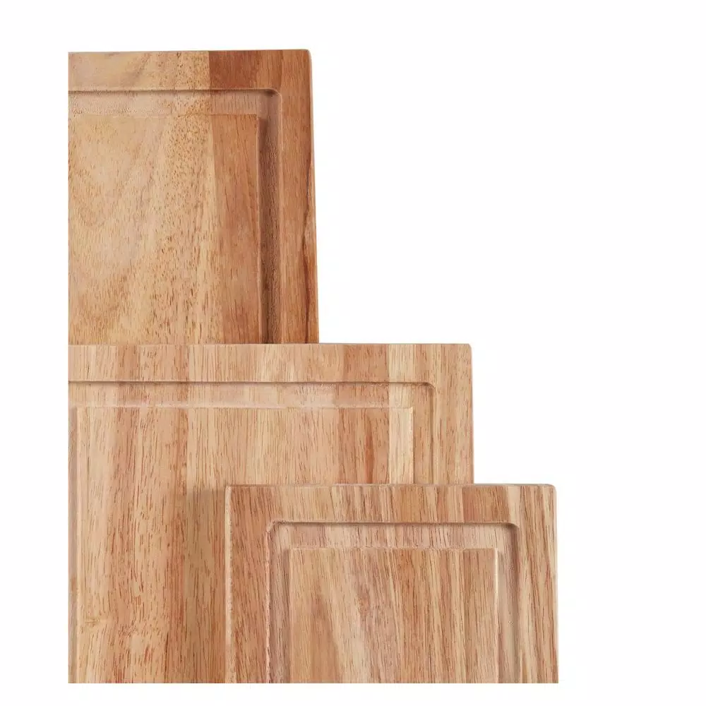 Farberware 3-Piece Hardwood Cutting Board Set with Drip Grooves