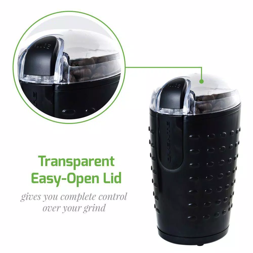 Ovente 150W Electric Coffee Grinder, Stainless Steel Blades, 2.5 oz Capacity, Black