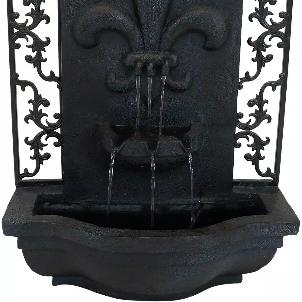 Sunnydaze Decor French Lily Resin Solar Outdoor Wall Fountain - Traditional Lead Finish