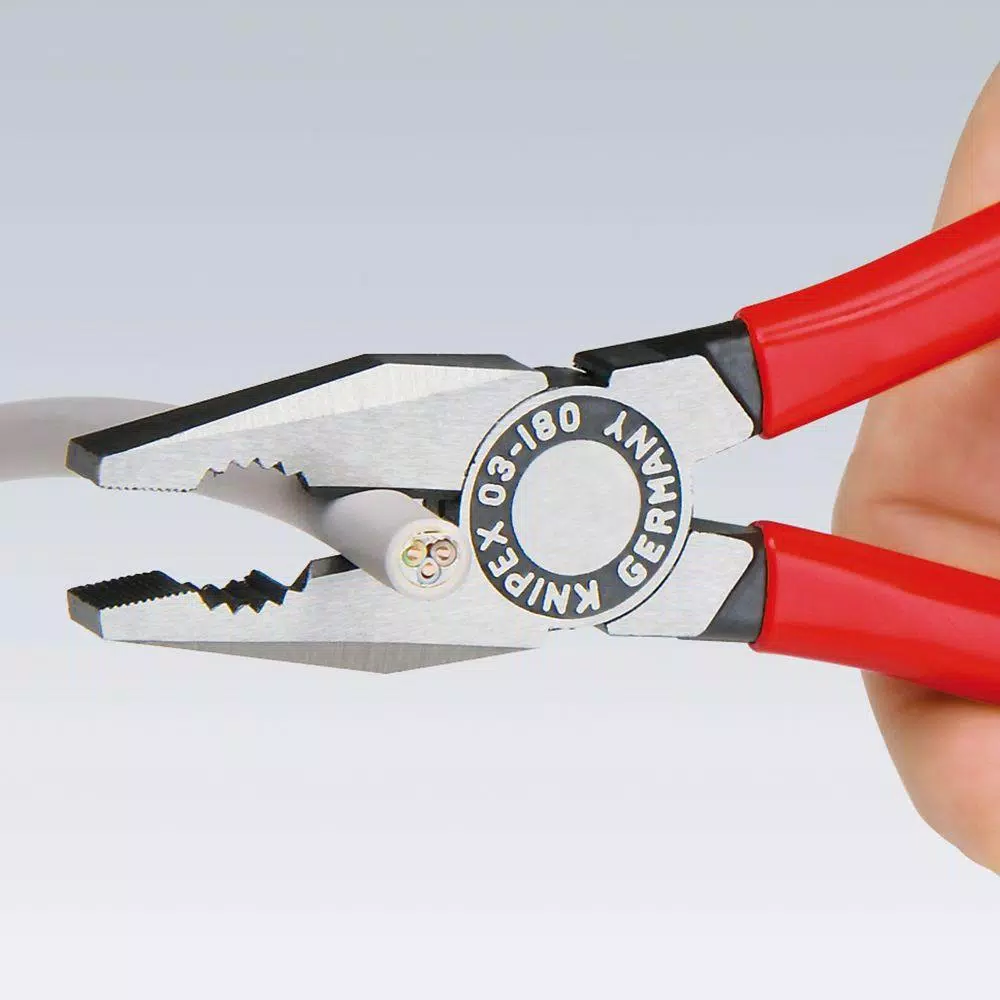 KNIPEX 7.25 in. Heavy Duty Forged Steel Combination Pliers, 60 HRC Cutting Edge