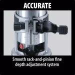Makita 1-1/4 HP 6.5 Amp Corded Compact Router with Variable Speed and Quick-Release Fixed Base thumbnail 12