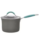 Rachael Ray Cucina 3-Quart Aluminum Nonstick Saucepan with Glass Lid, Agave Blue thumbnail 3