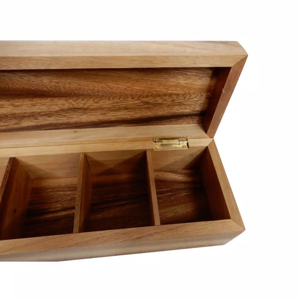 Ironwood Gourmet Townhouse 5-Compartment Acacia Wood Tea Box