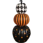 Haunted Hill Farm 36 in. Lighted Stacked Pumpkin Trio, Indoor/Outdoor Halloween Decor thumbnail 1