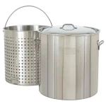 Bayou Classic 122 qt. Stainless Steel Stock Pot Set with Lid and Perforated Basket thumbnail 1