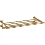 KOHLER Purist 4-Bar Towel Rack with 2-Tier Shelf, Vibrant Moderne Brushed Gold thumbnail 1