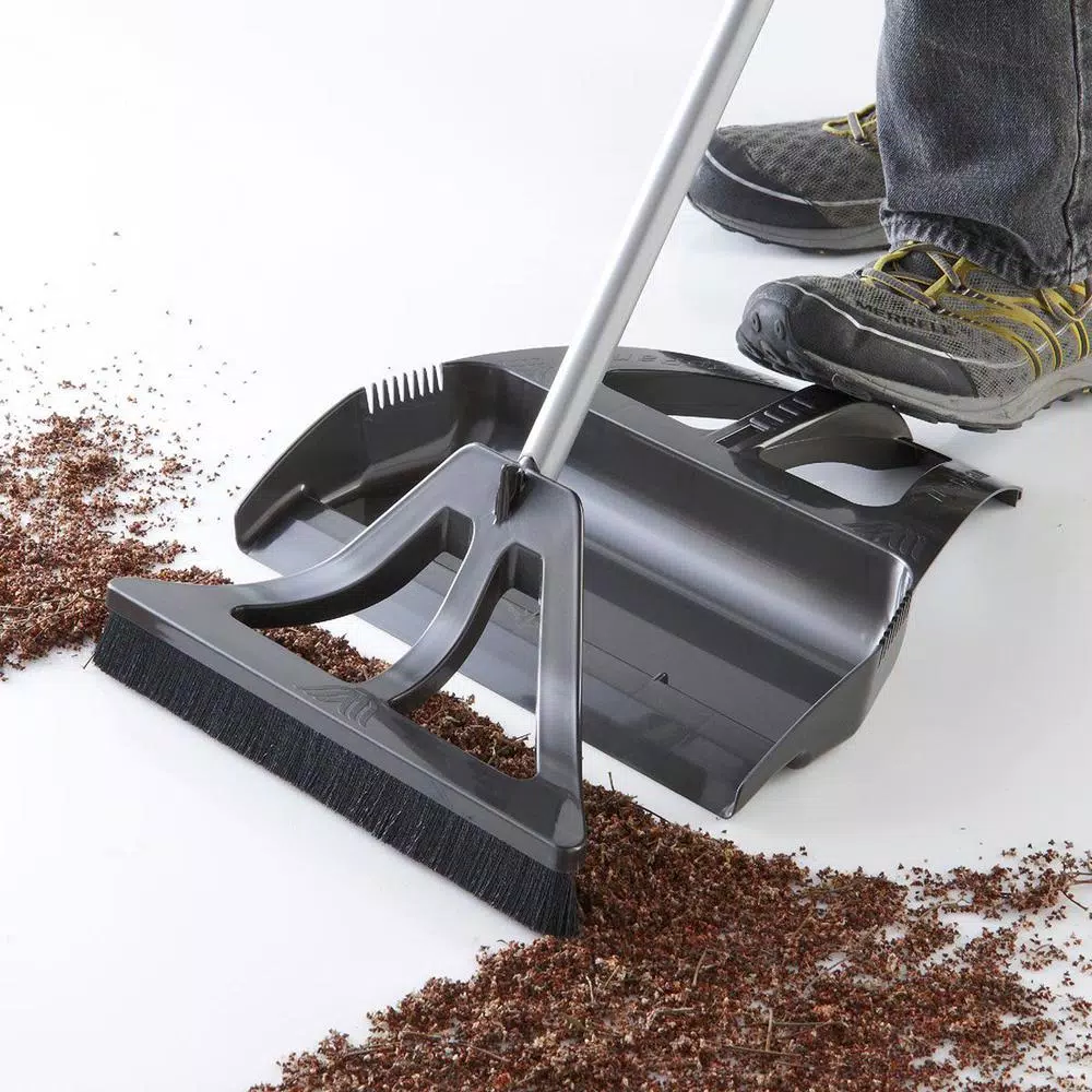 WISP 3-Piece Broom and Dustpan Set with Telescoping Handle and Bristle Seal Technology - Gray