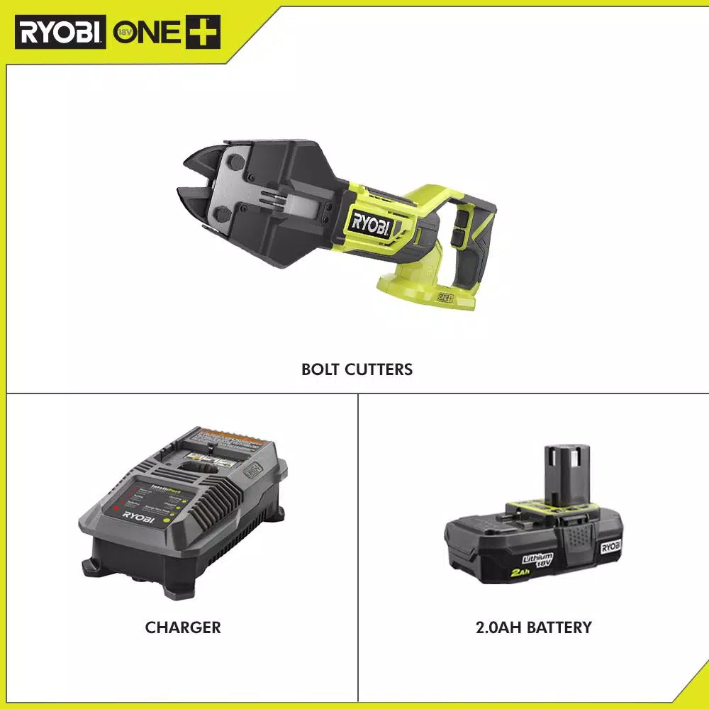 RYOBI 18V ONE+ Cordless Bolt Cutter Kit with 2.0 Ah Battery and Charger