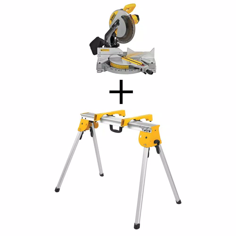 DEWALT 12 in. 15 Amp Corded Single Bevel Compound Miter Saw with Heavy-Duty Work Stand