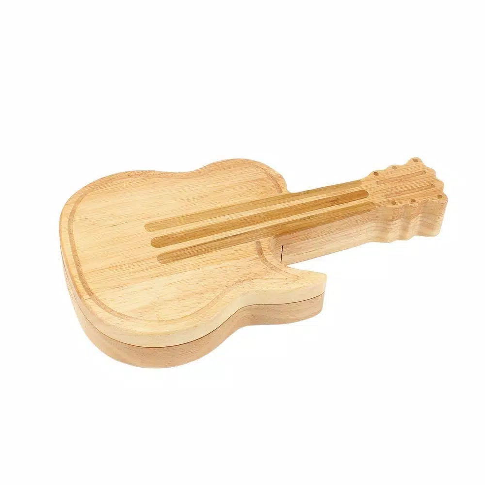 Legacy Picnic Time Guitar Cheese Board and Tool Set with Bamboo Inlays