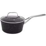 Starfrit The Rock 3 Qt. Aluminum Nonstick Sauce Pot with Glass Lid, Black Speckle thumbnail 2