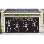 My Door Decor 7 ft. x 16 ft. Happy Halloween Skeletons Garage Door Banner Mural thumbnail 2