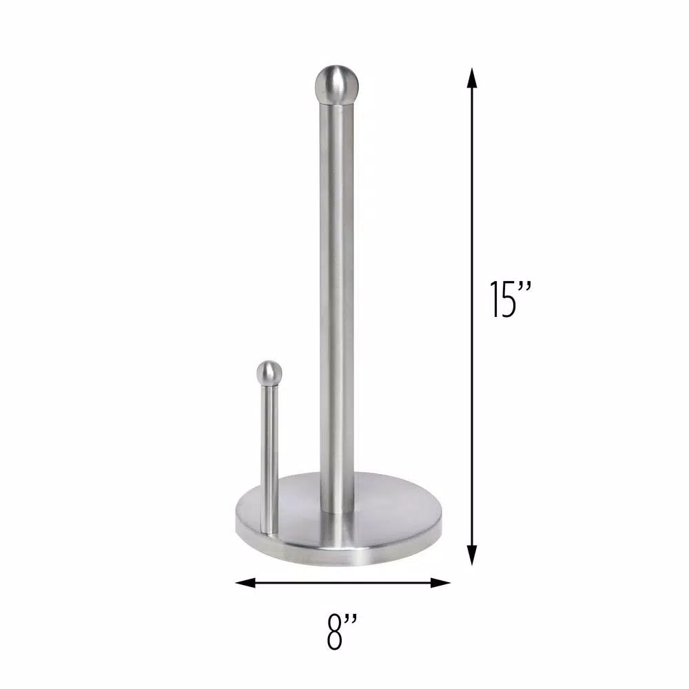 Honey-Can-Do Satin Finish Stainless Steel Paper Towel Holder - Freestanding Countertop Design