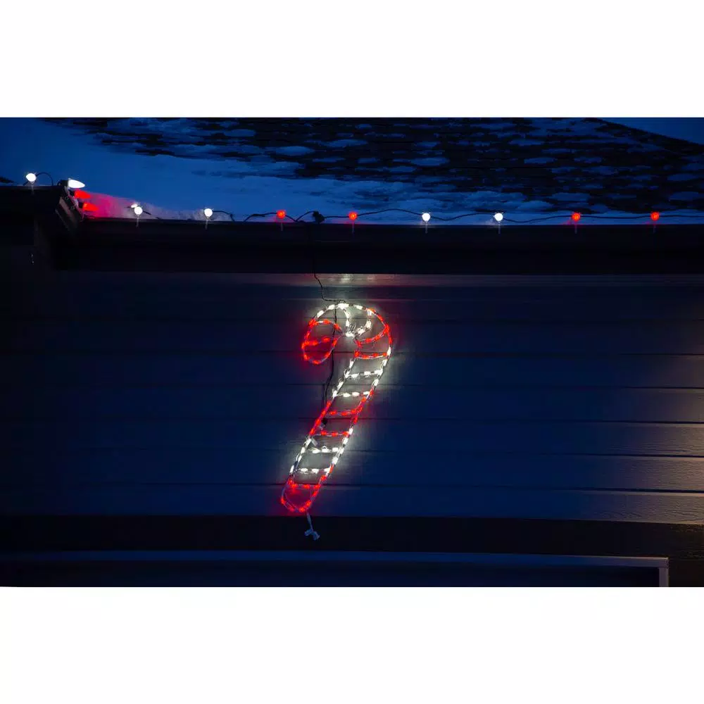 Fraser Hill Farm 3 ft. LED Red and White Candy Cane Novelty Outdoor Christmas Light