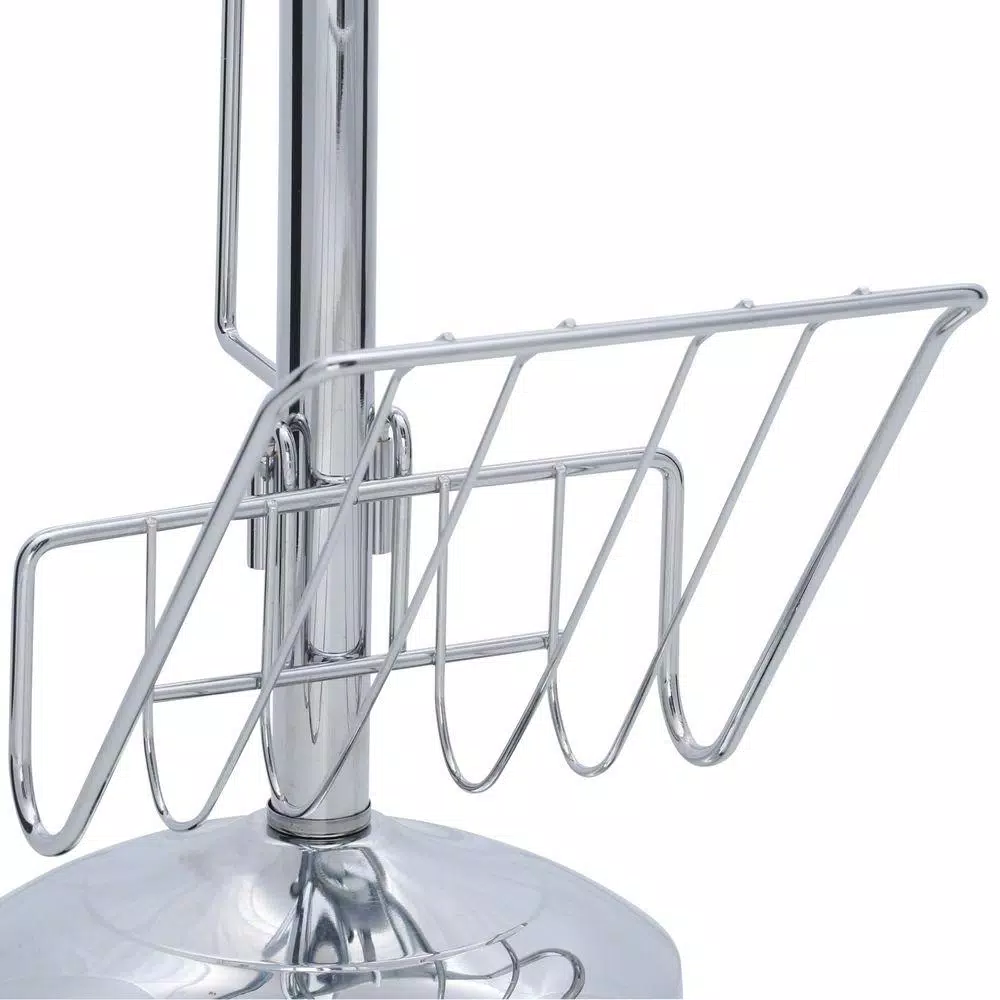 Unbranded Chrome Toilet Caddy with Magazine Rack and 3-Roll Storage Holder