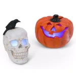 Gerson Electric Smoking Jack-O-Lantern and Skull Set with Color Changing LED Effect (Set of 2) thumbnail 1
