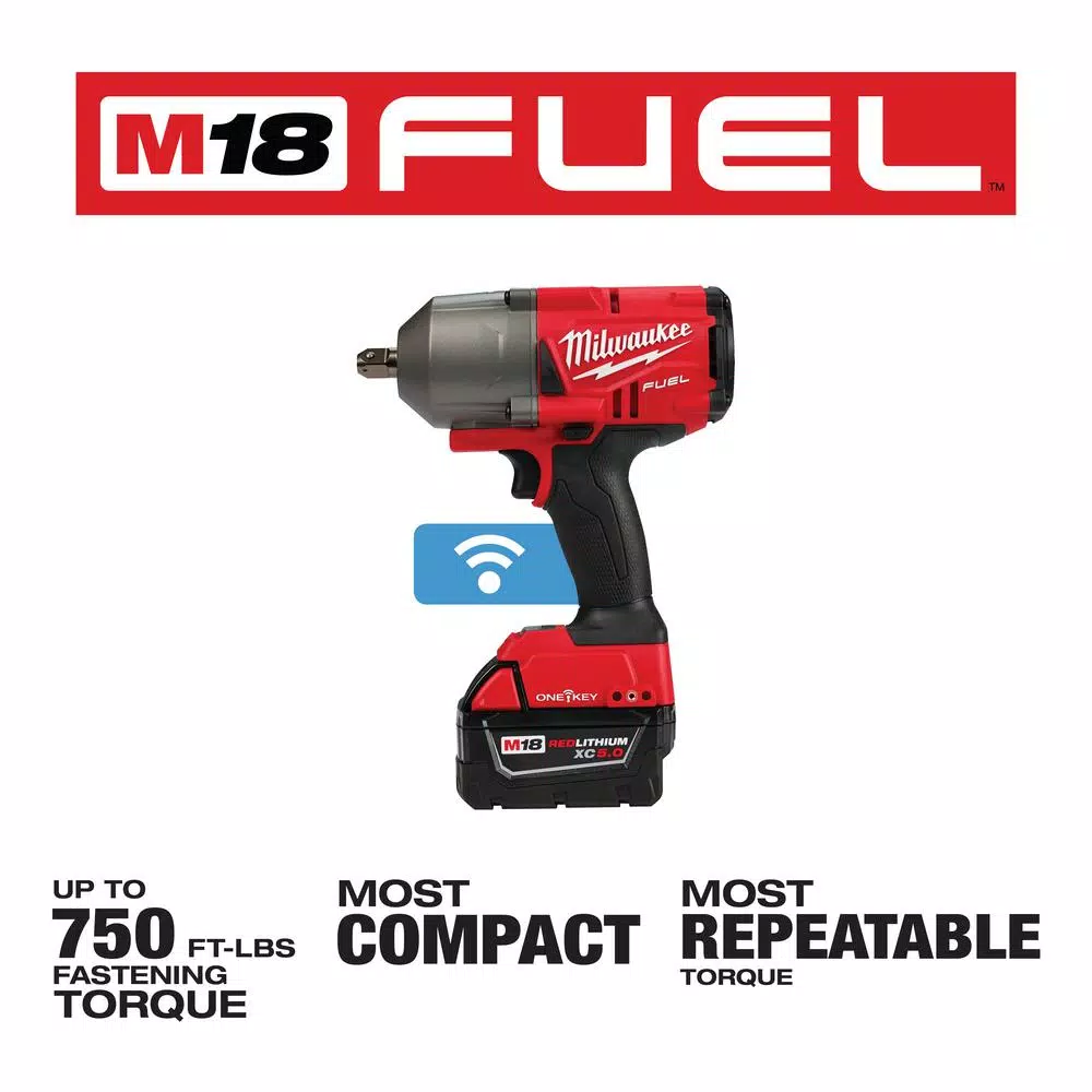 Milwaukee M18 FUEL ONE-KEY 1/2 in. High Torque Impact Wrench Kit with (2) 5.0 Ah Batteries